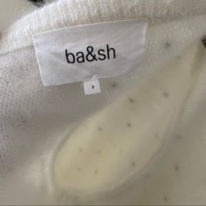 BA&SH AMBY RHINESTONE DETAIL ANGORA BLEND SWEATER IN WHITE